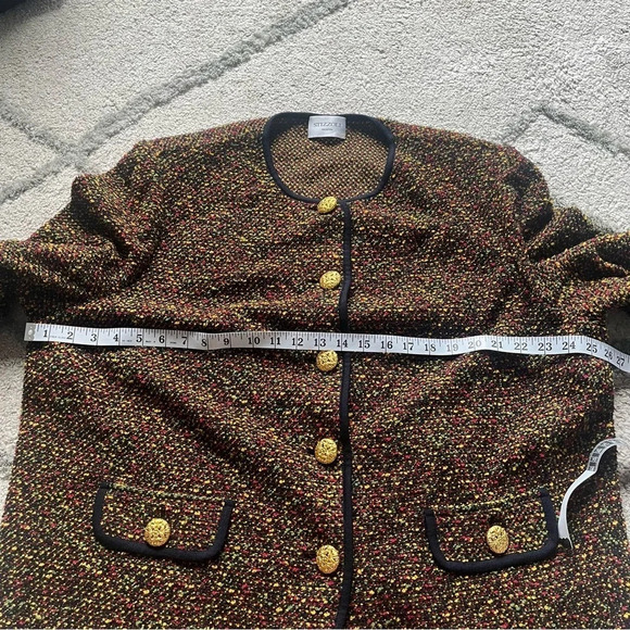 Stizzoli blazer wool knit blazer black yellow red green gold buttons 58 / XL - Picture 7 of 10